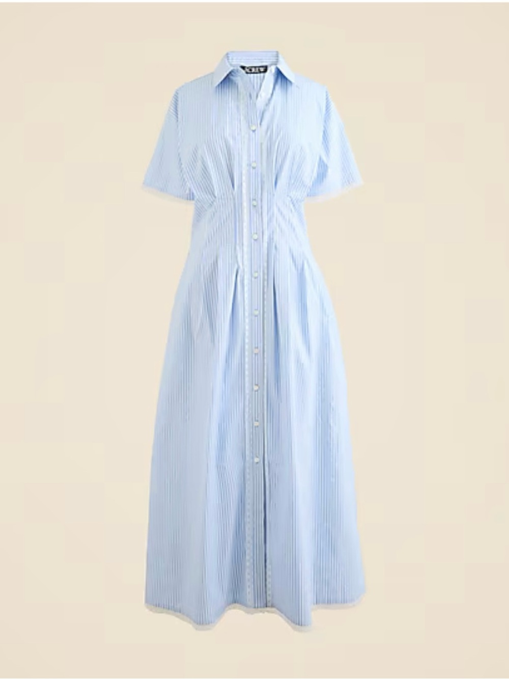 J. Crew Wren Lace Trim Shirt Dress Striped Button-Front Midi - Picture 2 of 9